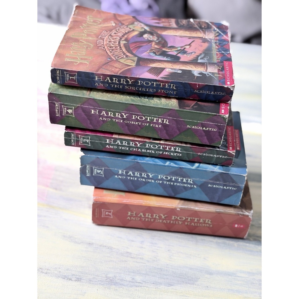 Harry Potter Paperback Book Lot 5 J.K. Rowling Scholastic Books 1 2 4 5 7